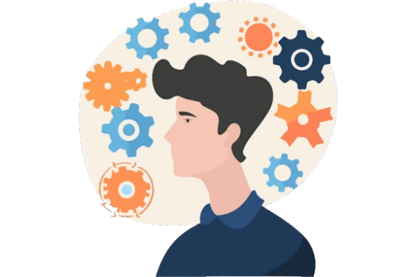 Man with many thoughts