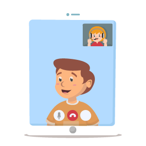 Image of boy on online meeting
