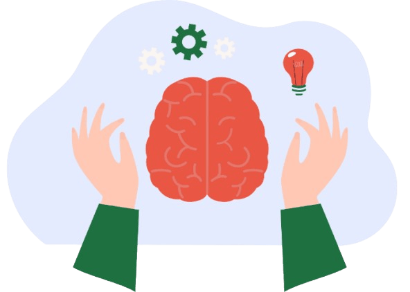 Work of person with rational and feeling side of brain