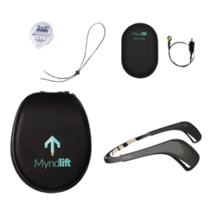Myndlift neurofeedback equipment bundle including Muse headband, electrodes, cables, and carrying case