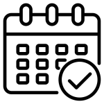 Calendar icon with a checkmark symbol