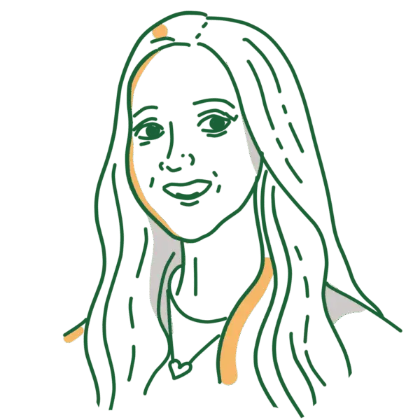 Line art sketch portrait of a smiling young woman with long hair